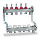 FixTrend szelepes osztó-gyűjtő, inox, 10 körös, áramlásmérővel, eurok, 1”x3/4”