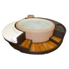 Softub - Chill Lounge kör alakú polyrattan lépcső - Gold Cane/White