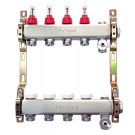 FixTrend szelepes osztó-gyűjtő, inox, 12 körös, áramlásmérővel, eurok, 1”x3/4”