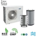 DOMUSA - 12 kW-os 1 fázisú Levegő-Víz hőszivattyús rendszer fűtés, hűtés, és használati melegvíz ellátásra komplett beüzemeléssel