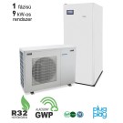 DOMUSA - 9 kW-os Levegő-Víz 1 fázisú hőszivattyús rendszer fűtésre, hűtésre, használati melegvíz ellátásra helytakarékos tartállyal, komplett beüzemeléssel