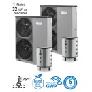 DOMUSA - 32 kW-os 1 fázisú magas hőmérsékletű Levegő-Víz hőszivattyús rendszer fűtésre, hűtésre, komplett beüzemeléssel