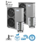 DOMUSA - 32 kW-os 3 fázisú magas hőmérsékletű Levegő-Víz hőszivattyús rendszer fűtésre, hűtésre, komplett beüzemeléssel