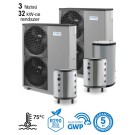 DOMUSA - 32 kW-os 3 fázisú magas hőmérsékletű Levegő-Víz hőszivattyús rendszer fűtés, hűtés, és használati melegvíz ellátásra komplett beüzemeléssel