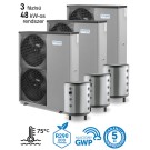 DOMUSA - 48 kW-os 3 fázisú magas hőmérsékletű Levegő-Víz hőszivattyús rendszer fűtésre, hűtésre, komplett beüzemeléssel