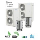 DOMUSA - 32 kW-os 3 fázisú Levegő-Víz hőszivattyús rendszer fűtésre, hűtésre, komplett beüzemeléssel