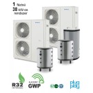 DOMUSA - 38 kW-os 1 fázisú Levegő-Víz hőszivattyús rendszer fűtés, hűtés, és használati melegvíz ellátásra komplett beüzemeléssel