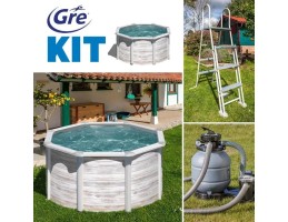 GRE KIT NORDIC kerek fémfalas családi medence szett 460 x 120 cm