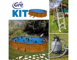 GRE KIT WOOD fémfalas családi medence szett 610 x 375 x 120 cm