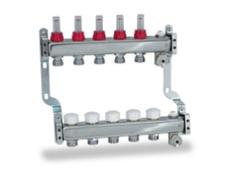 FixTrend szelepes osztó-gyűjtő, inox, 11 körös, áramlásmérővel, eurok, 1”x3/4”