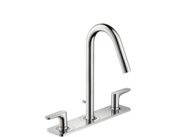 Hansgrohe - Axor Citterio M 3 lyukú mosdócsaptelep húzórudas lefolyógarnitúrával, emelőfogantyúkkal és lemezzel