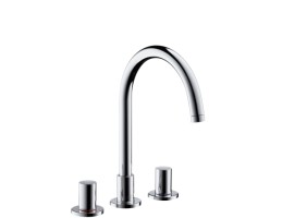 Hansgrohe - Axor Uno² 3 lyukú mosdócsaptelep húzórudas lefolyógarnitúrával és 140°-ban forgatható lengő kifolyóval