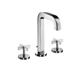 Hansgrohe - Axor Citterio 3 lyukú mosdócsaptelep húzórudas lefolyógarnitúrával és 170 mm-es kifolyóval, keresztfogantyúkkal és rozettákkal