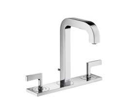 Hansgrohe - Axor Citterio 3 lyukú mosdócsaptelep húzórudas lefolyógarnitúrával és 140 mm-es kifolyóval, emelőfogantyúval és lemezzel
