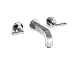 Hansgrohe - Axor Citterio 3 lyukú mosdócsaptelep falsík alatti szereléshez, 222 mm-es kifolyóval, emelőfogantyúval és rozettákkal fali szereléshez