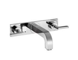 Hansgrohe - Axor Citterio 3 lyukú mosdócsaptelep falsík alatti szereléshez, 226 mm-es kifolyóval, emelőfogantyúval és lemezzel fali szereléshez