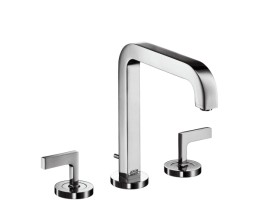 Hansgrohe - Axor Citterio 3 lyukú mosdócsaptelep húzórudas lefolyógarnitúrával és 205 mm-es kifolyóval, emelőfogantyúval és rozettákkal