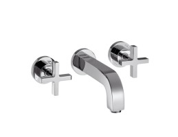 Hansgrohe - Axor Citterio 3 lyukú mosdócsaptelep falsík alatti szereléshez, 162 mm-es kifolyóval, keresztfogantyúkkal és rozettákkal fali szereléshez
