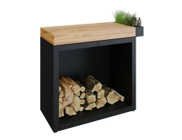 OFYR BUTCHER BLOCK STORAGE 90 BLACK TEAK WOOD
