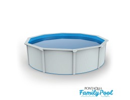Pontaqua Family Pool kerek 3x1,2 fehér, 0,4mm PVC fólia, 2 gégecső, szkimmerrel, befúvóval