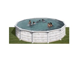 PONTAQUA NORDIC 350 x 120 cm kerek medence szkimmerrel, befúvóval, antikolt fa szín