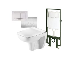 Wellis - Clement fali rimless WC + ülőke Clarice falsík mögötti WC tartály, Angular nyómólap
